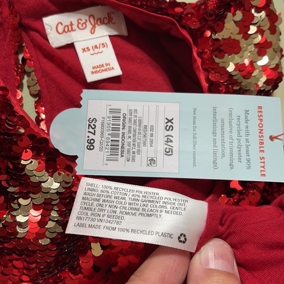 Cat & Jack Reversible Sequin Snowflake Dress - Picture 12 of 12